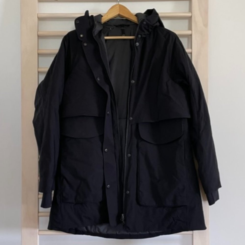 lululemon lab black parka jacket with gray vest liner size small / medium / 6